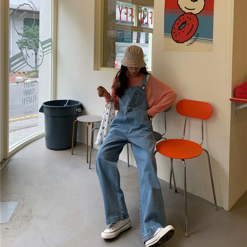 Casual Loose Women Jeans Overalls Large Fashion New 2021 Spring Autumn Denim Overall High Waist Denim Jumpsuit Women