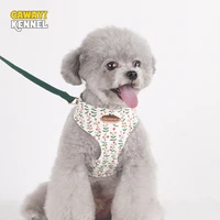 cawayi kennel floral print pet harness leash set training walking leads for small cats dogs harness collar adjust leashes set