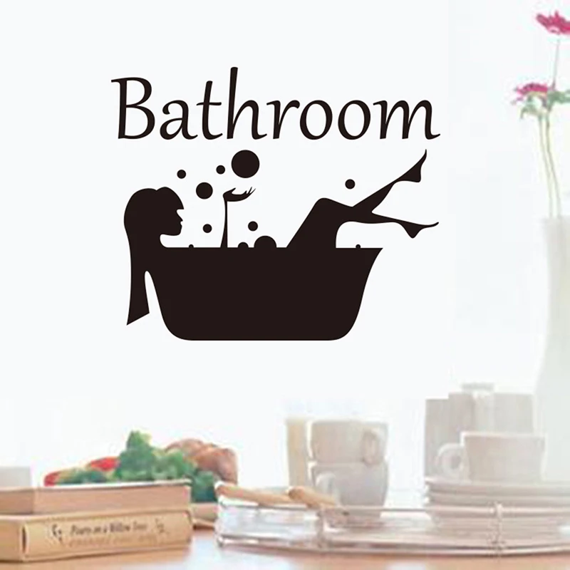 

Creative DIY Bathroom Art Decal Bath Time Vinyl Door Sticker Mobile Wall Affixed With Decorative Wall Window Decor Stickers