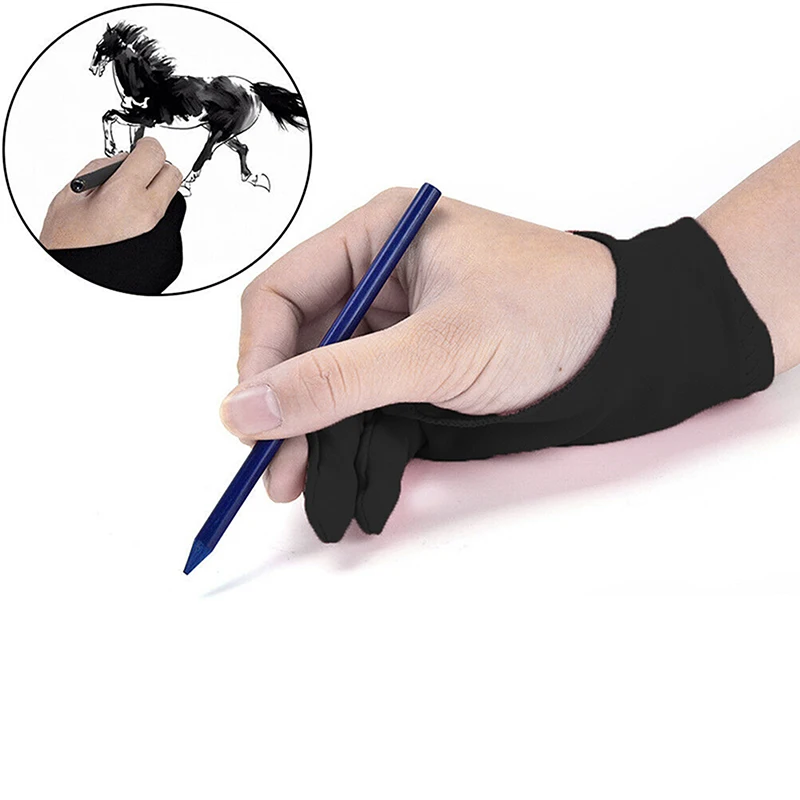 

2pcs Anti-Fouling Artist Glove for Drawing,Black 2 Finger Painting Digital Tablet Writing Glove for Art Students Arts Lover