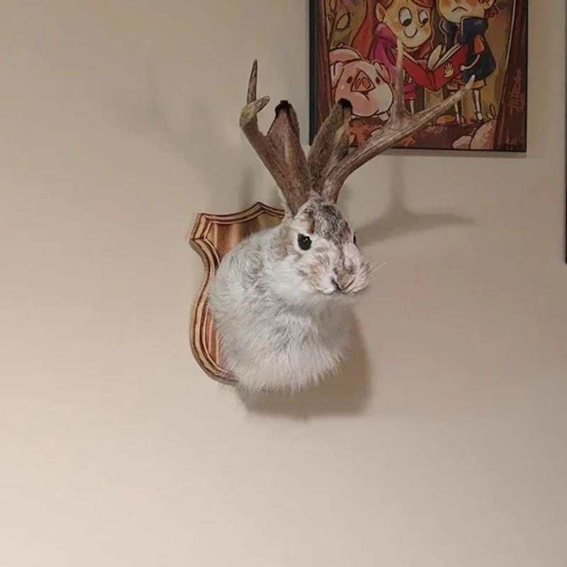 

Home Decor Resin Cute Antler Rabbit Animal Head Wall Hanging Pendant Living Room Gift Home Pendant Decoration 3d Background Wall