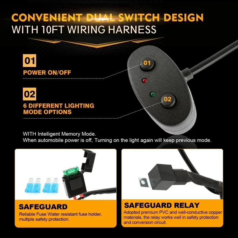 Auxbeam 3/4/7/12/20 дюймов двухцветный 6-режимный точечный луч светодиодный рабочий
