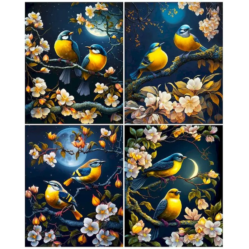 

CHENISTORY Раскраска по номерам птица животное картина по номерам дерево Акриловая Краска на холсте Diy настенное искусство подарок украшение для дома
