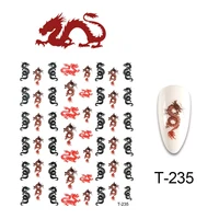 mix color dragon pattern nail art stickers self adhesive 3d nail sticker chinese words pattern acrylic tips manicure diy decor