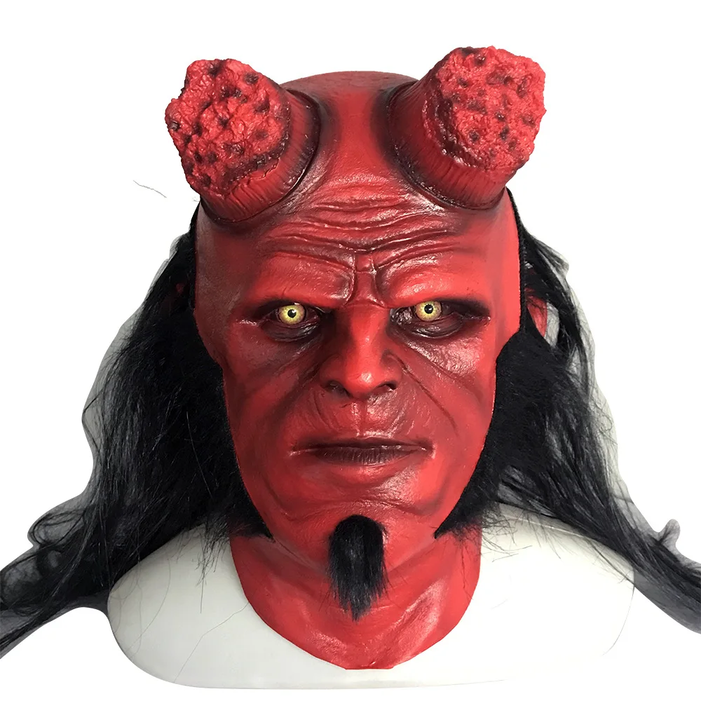 Маска Hellboy для косплея «Восстание Кровавой Королевы» рог ока, взрослые перчатки из латекса, рука-рега Halloween, реквизит для вечеринки.