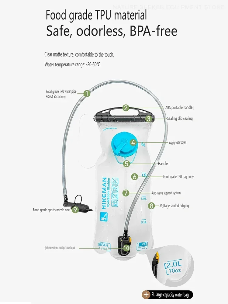 HIKEMAN 2л мешок для воды спорта на открытом воздухе гидратационный пищевая сумка