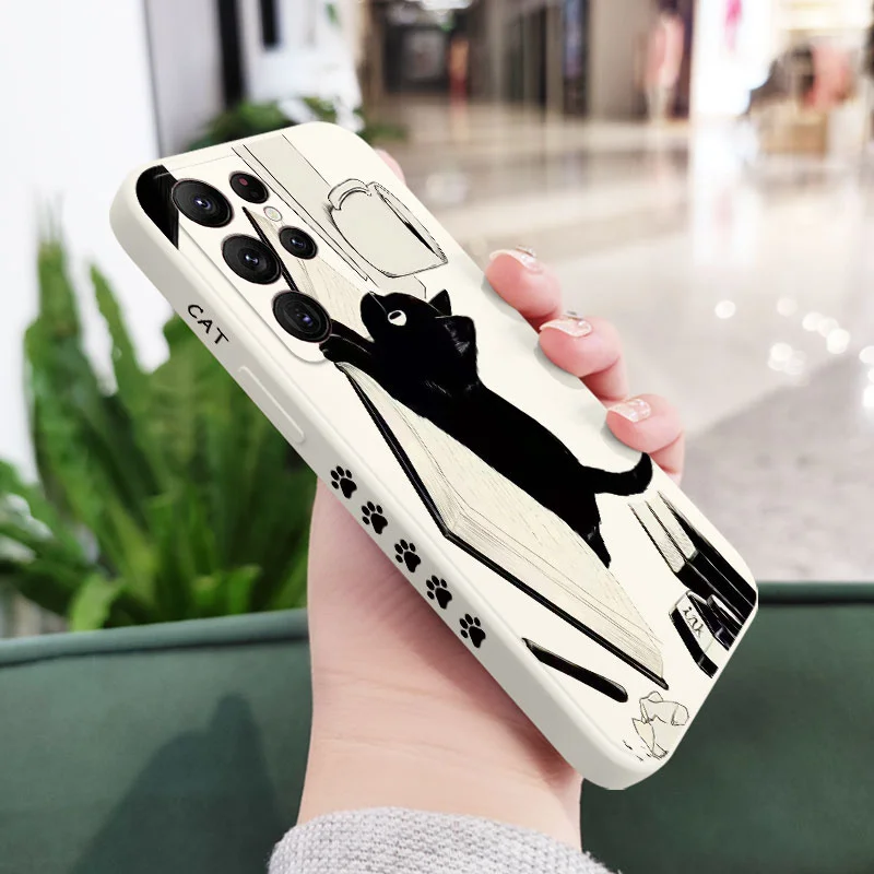 Naughty Cat Phone Case For Samsung Galaxy S23 S22 S21 S20 Ultra Plus FE S10 S9 S10E Note 20 ultra 10 9 Plus Cover