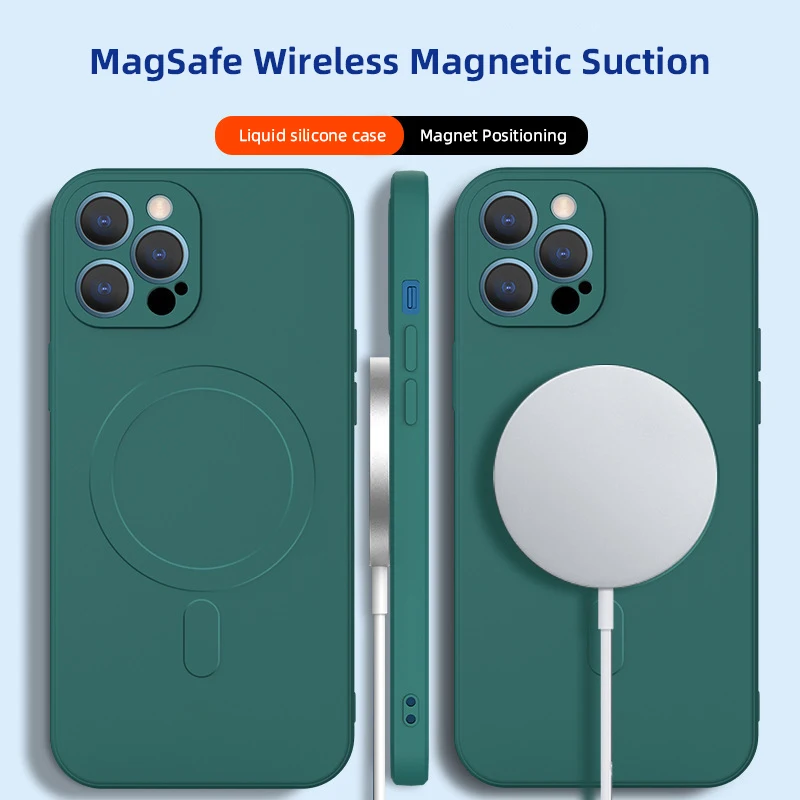 

Чехол для iPhone 13 Pro Max, магнитный чехол из жидкого силикона для iPhone 12 Pro Max 11 Pro, Магнитный чехол Magsafing с беспроводным зарядным устройством