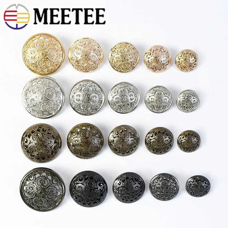 

Meetee 10Pcs 15-25mm Hollow Metal Buttons for Suit Clothes Coat Shank Button DIY Garment Decoration Buckle Sewing Accessories