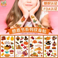 thanksgiving tattoo stickers autumn harvest festival face stickers maple fruits turkey pumpkin temporary stickers kids favor