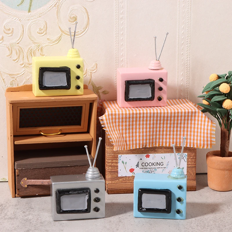 

1:12 Dollhouse Miniature Television Mini Vintage TV Furniture Model Doll House Livingroom Bedroom Scene Decor Toy Accessories