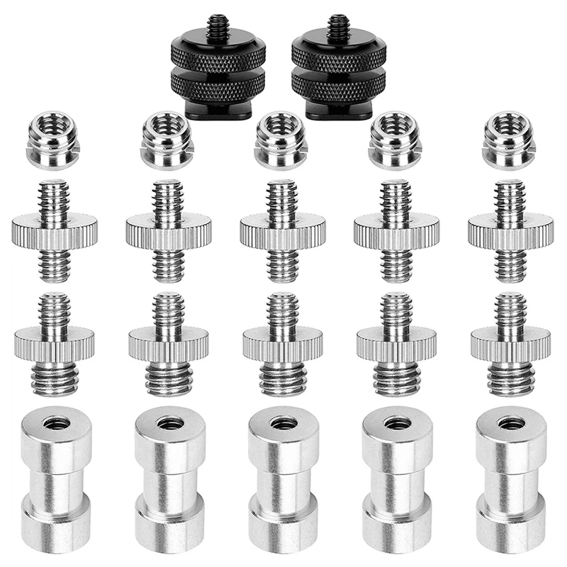 

22 Pack Camera Converter Screw,1/4 To 3/8 Screw Adapter,1/4 To 1/4 Screw Adapter,For Camera Tripod Monopod Ballhead