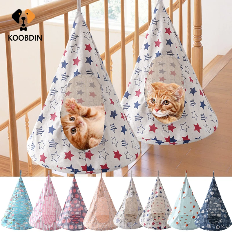 Conical Cat Hammock Nest Washable Removable Breathable Hanging Bed Tent Cat House Kitten Nest Cone Shape Cage Cover Pet Supplies