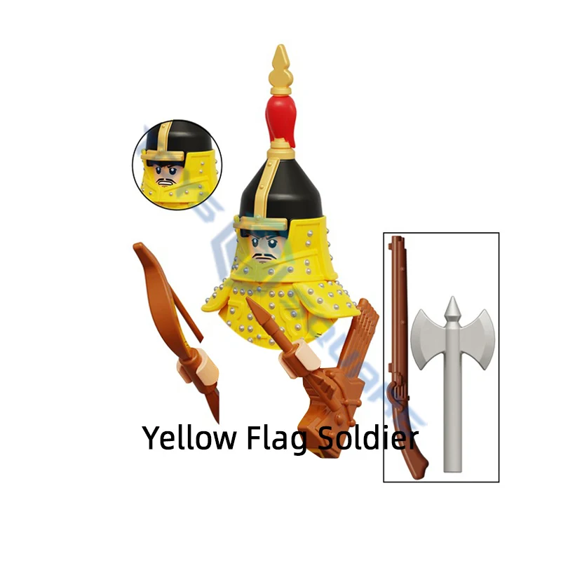 Модель китайского старинного желтого белого синего Красного флага солдата
