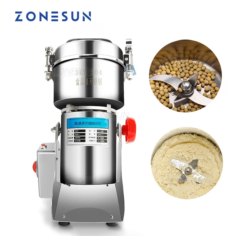 

ZONESU New Stainless Steel Home Electric Mill Herb Grinder Coffee Beans Grinding Grain Cereal Mill Powder Machine Flour 800g