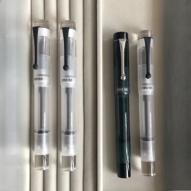 Фото Новая перьевая ручка OPUS 88 KOLORO из белой смолы, немецкое перо F M B 0.5MM 0.7MM 1.0MM, портативная золотая ручка, высококачественная канцелярская принадлежность для офиса №4