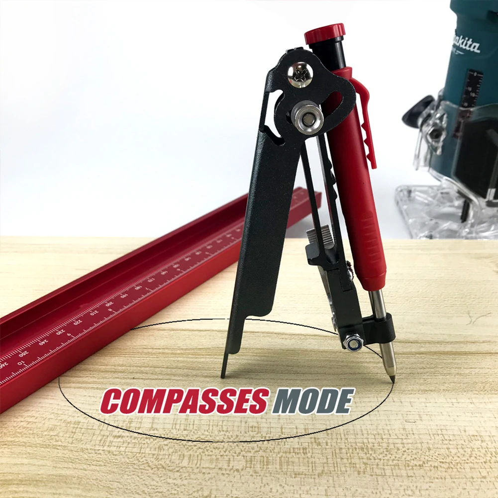 

Woodworking Measuring Tools Adjustable Profile Scribing Ruler with Deep Hole Pen Aluminium Alloy Measuring Anti Form Scrib Ruler
