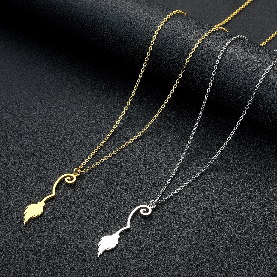 Женское Ожерелье из нержавеющей стали с подвеской-метлой |