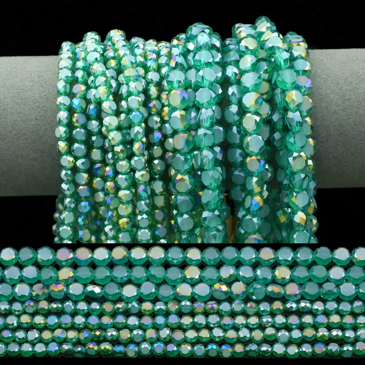 Гreenish-Blue AB Цветной австрийский кристалл Плоские круглые прокладки в форме хлеба