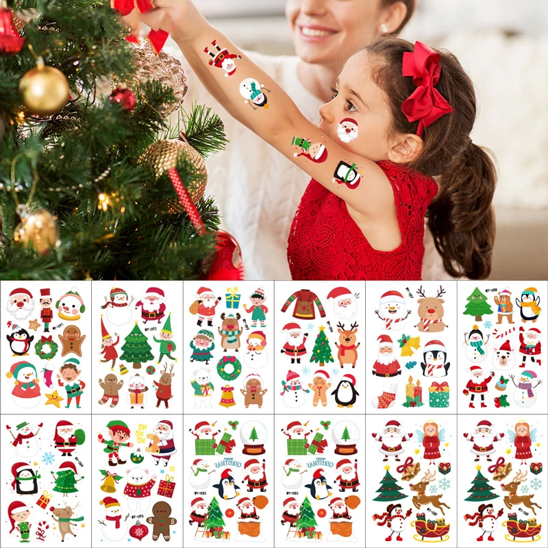 Рождественская тату-наклейка мультяшная милая детская Снежинка водостойкая