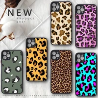 leopard print phone case for iphone 13 12 11 8 7 plus mini x xs xr pro max matte transparent cover