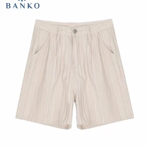 Womens Shorts Summer Striped Loose Short Pants High Waist Office Lady 2022 New All-Match Clothing Ca