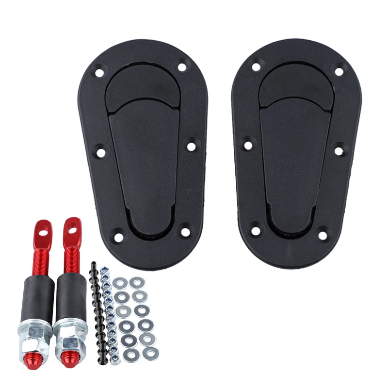 

2 шт., универсальный гоночный замок капота, комплекты защелок для капота двигателя, установка с ключами, автомобильные аксессуары, черный/углерод