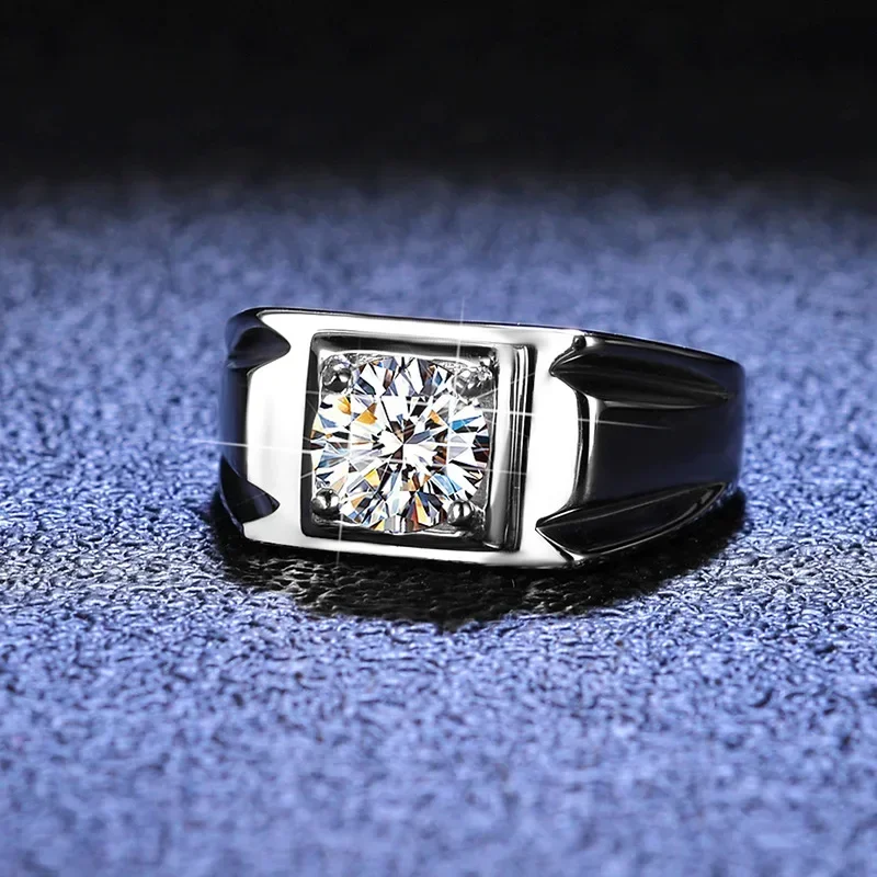 Роскошное Платиновое кольцо PT950 кольца с муассанитом для мужчин 1 карат
