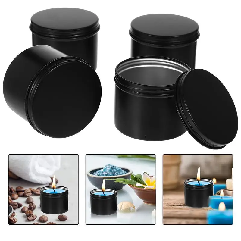 

4pcs Round Aluminum Refillable Jar Aluminum Tea Container Candle DIY Aluminum Box DIY Candle Jar Sealed Threaded Small Tea Jar