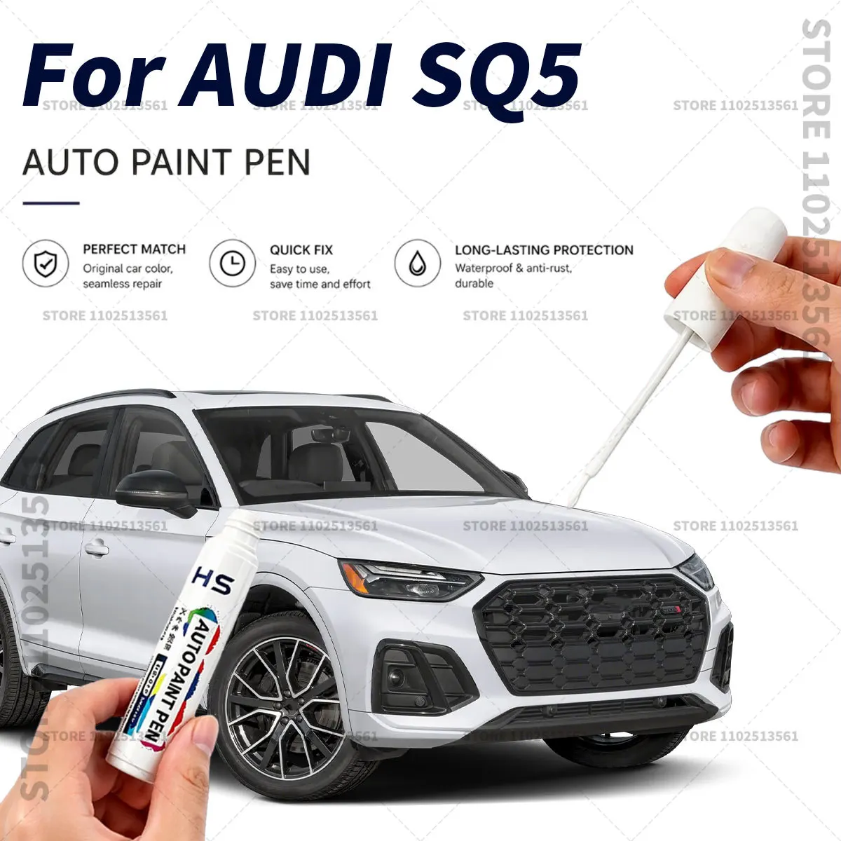 Фото Карандаш для подкраски AUDI SQ5: быстрое восстановление царапин и потертостей, цвета Arkona White, Daytona Gray, Brilliant Black, Navarra Blue №1