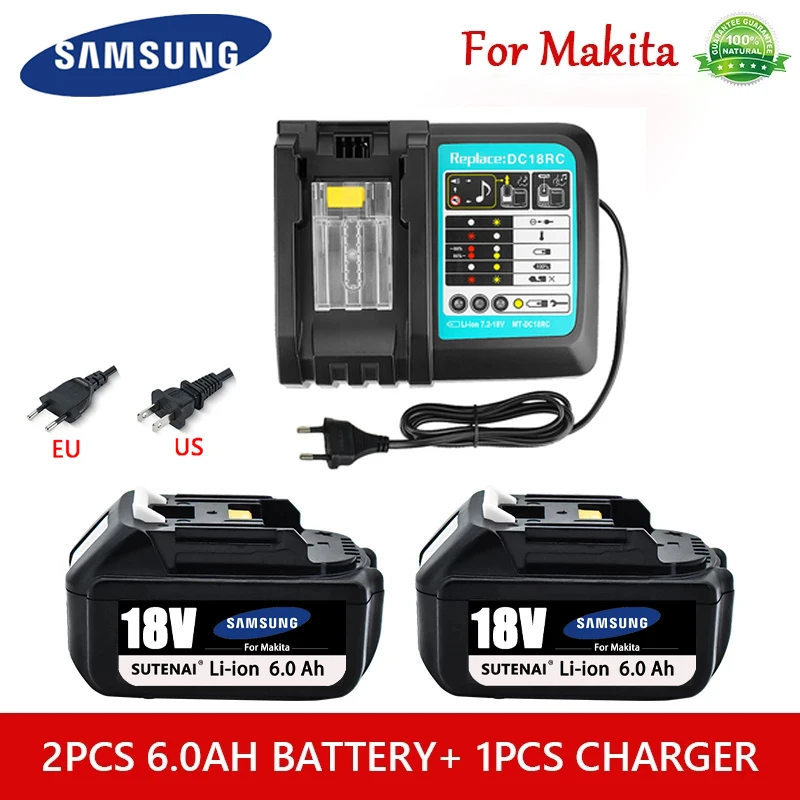 

18V6Ah Rechargeable Battery 6000mah Li-Ion Battery Replacement Power Battery for MAKITA BL1880 BL1860 BL1830battery+ Charger