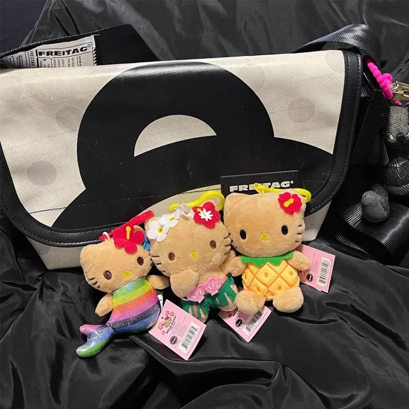 

Sanrio Hawaii Black Skin Hello Kitty Plush Toys Keychain Kawaii Cartoon Soft Stuffed Dolls Pendant Women's Bag Accessories Gifts