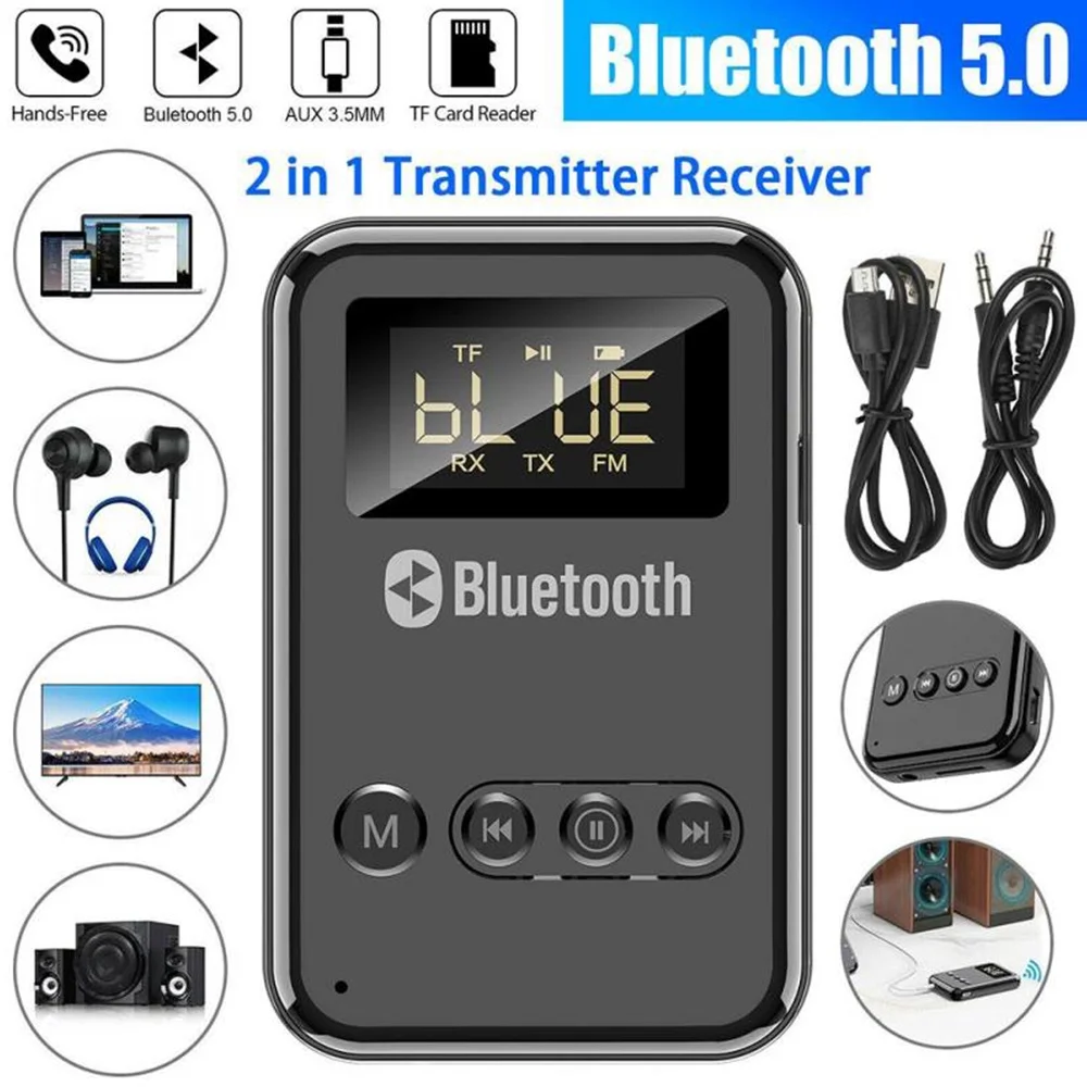 

LED Digital Display Bluetooth 5.0 Receiver Transmitter Adapter 3.5MM AUX MP3 TF HIFI Audio Adapter For PC TV Car Home Speaker