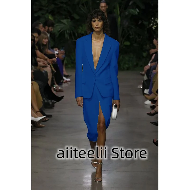 Women's 2-piece Suit Fashionable Solid Color Casual Single Breasted Deep V-neck Slim Fitting Suitable for Business Elegant 2023