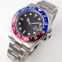 40mm automatic second hand japan 24 jewels nh35a sub self winding men watch oyster steel bracelet sapphire blue red slope insert