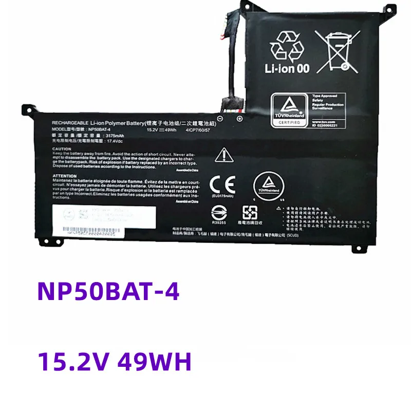 New 15.2V 49wh 3175mAh NP50BAT-4 Battery For 4ICP7/60/57 Clevo XMG Focus,JIANGXIN X15 Notebook