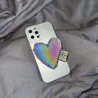 chic laser rainbow heart soft case for iphone 11 12 13 pro max 8 7 plus xr xs max x se 2020 12 mini soft back cover capa