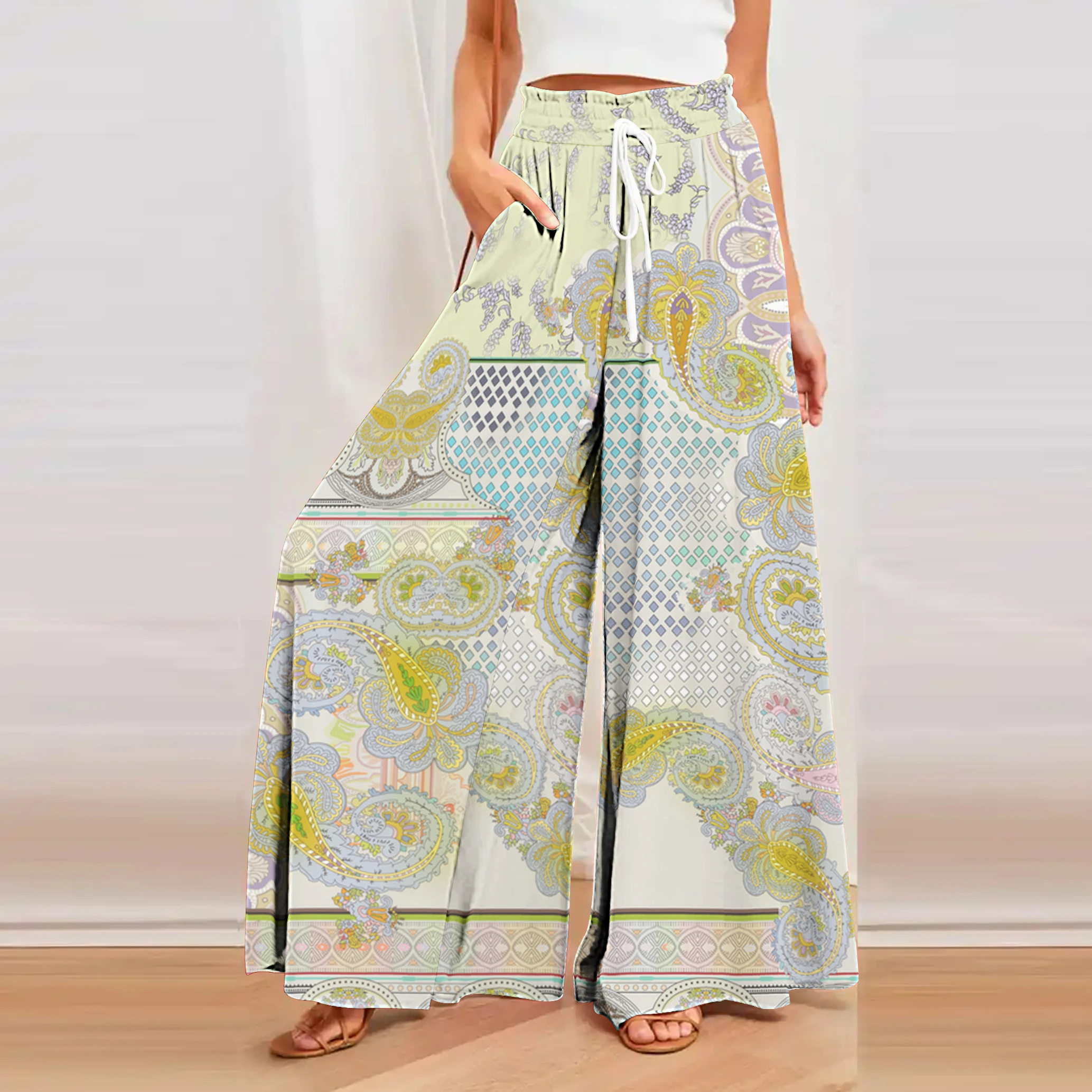 

New 2023 Spring/Summer Trend New Bamboo Cotton Women's Pullover High Precision Digital 3D Printing Fashion Casual Home Pants