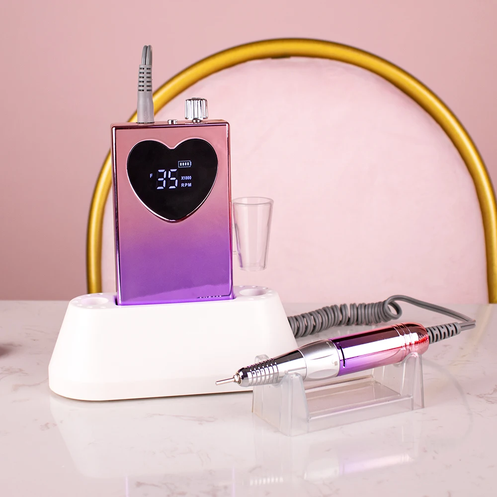 Ultra-thin Body Nail Drill Machine 35000RPM Portable Electric Nail File Rechargeable Manicure Machine Set Kit Gradient Color