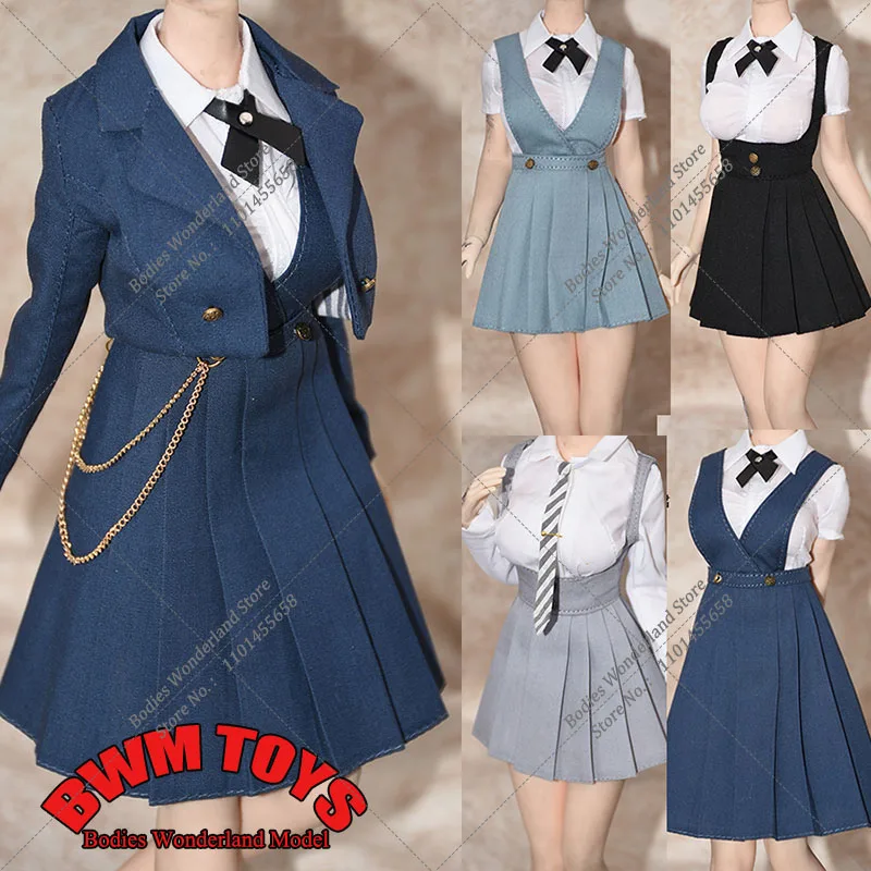 

1/6 Scale Women's JK School Uniform British Style Costume Clothes Strap Skirt Suit Fit 12'' TBL PH Soldier Action Figure Body