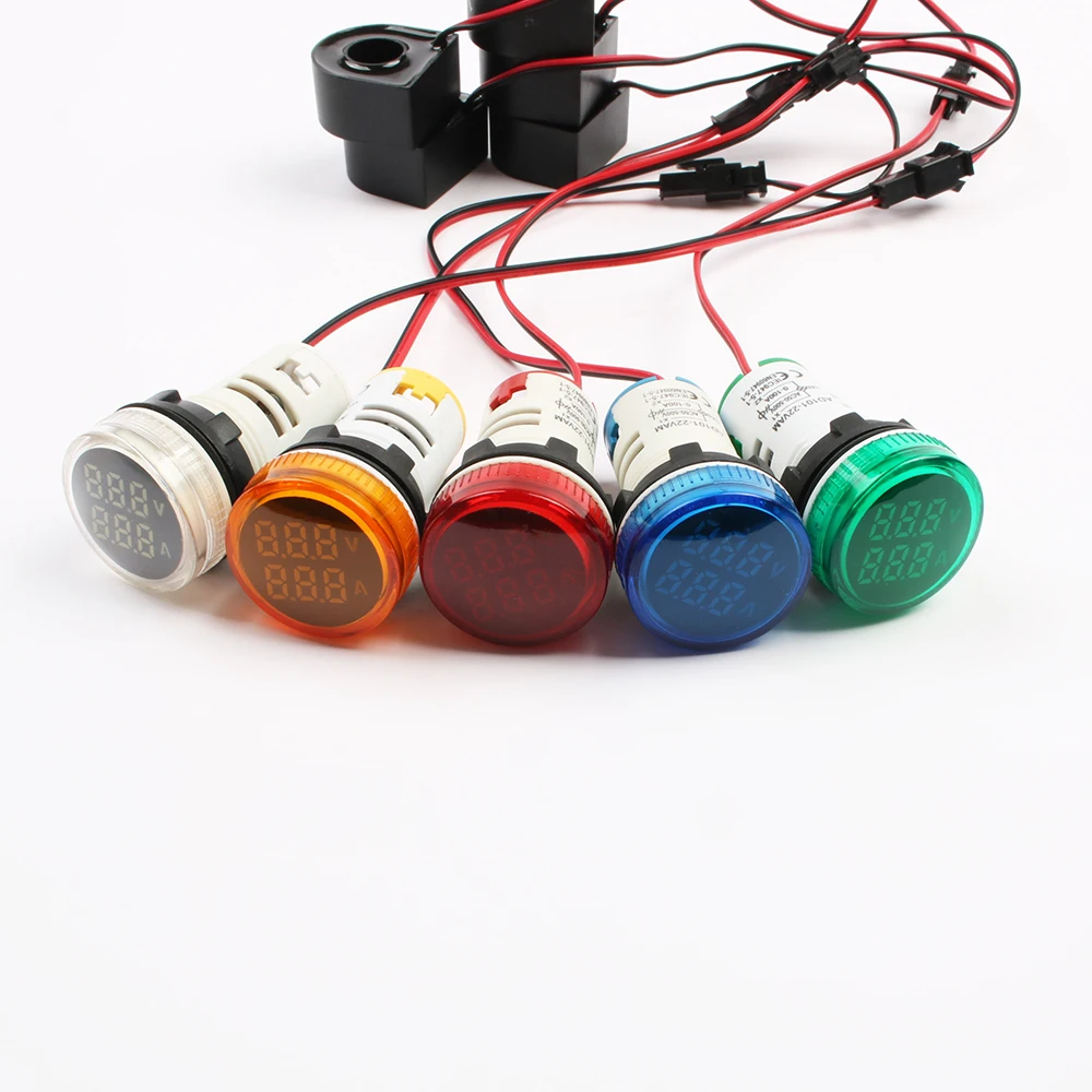 Мини-цифровой вольтметр-амперметр 22 мм переменного тока 50-500 В 0-100 А тестер