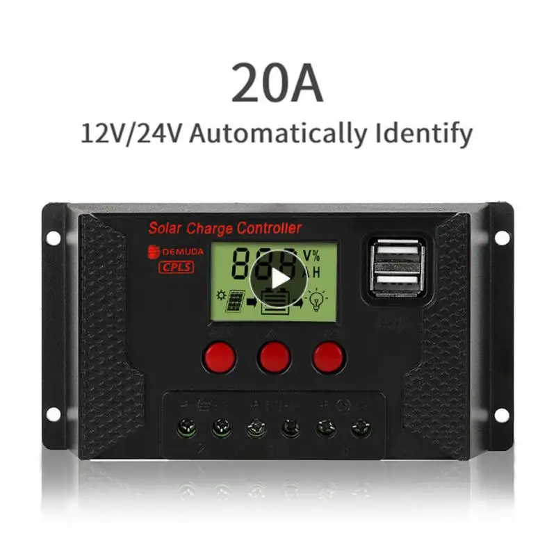 

12v/24v Solar Controller Battery Charger Display Dual With Usb Port Pwm Solar Regulator Hot Lcd 10a 20a 30a Auto