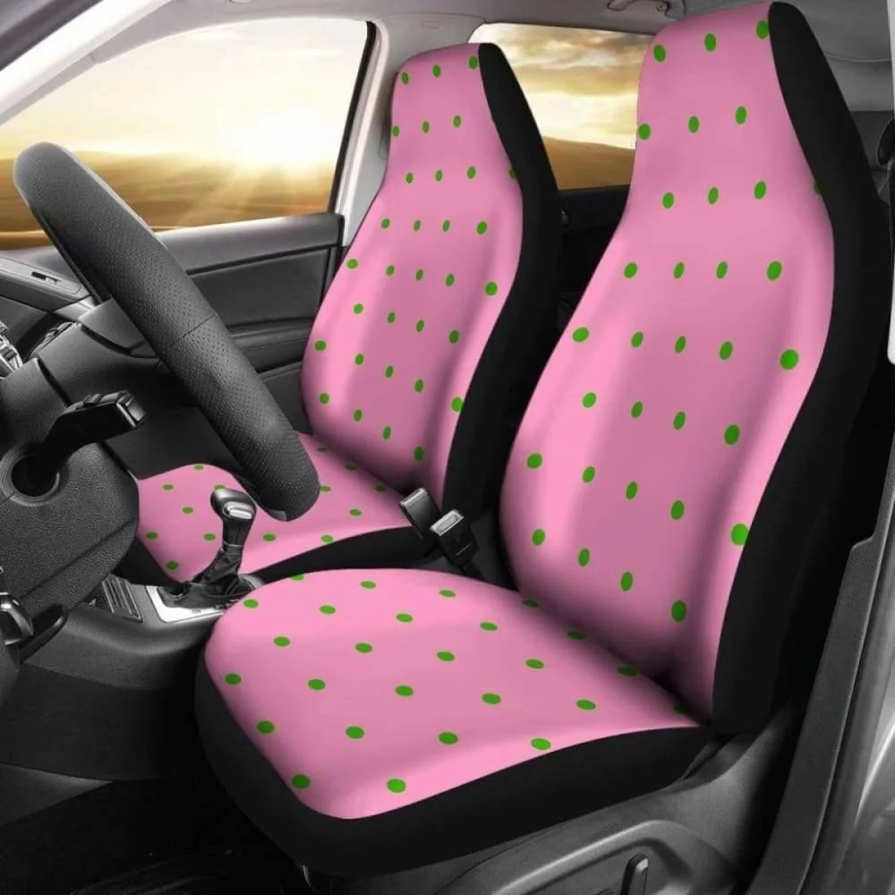 

Pink With Green Polka Dot Car-Suv Seat Cover 143731,Pack of 2 Universal Front Seat Protective Cover