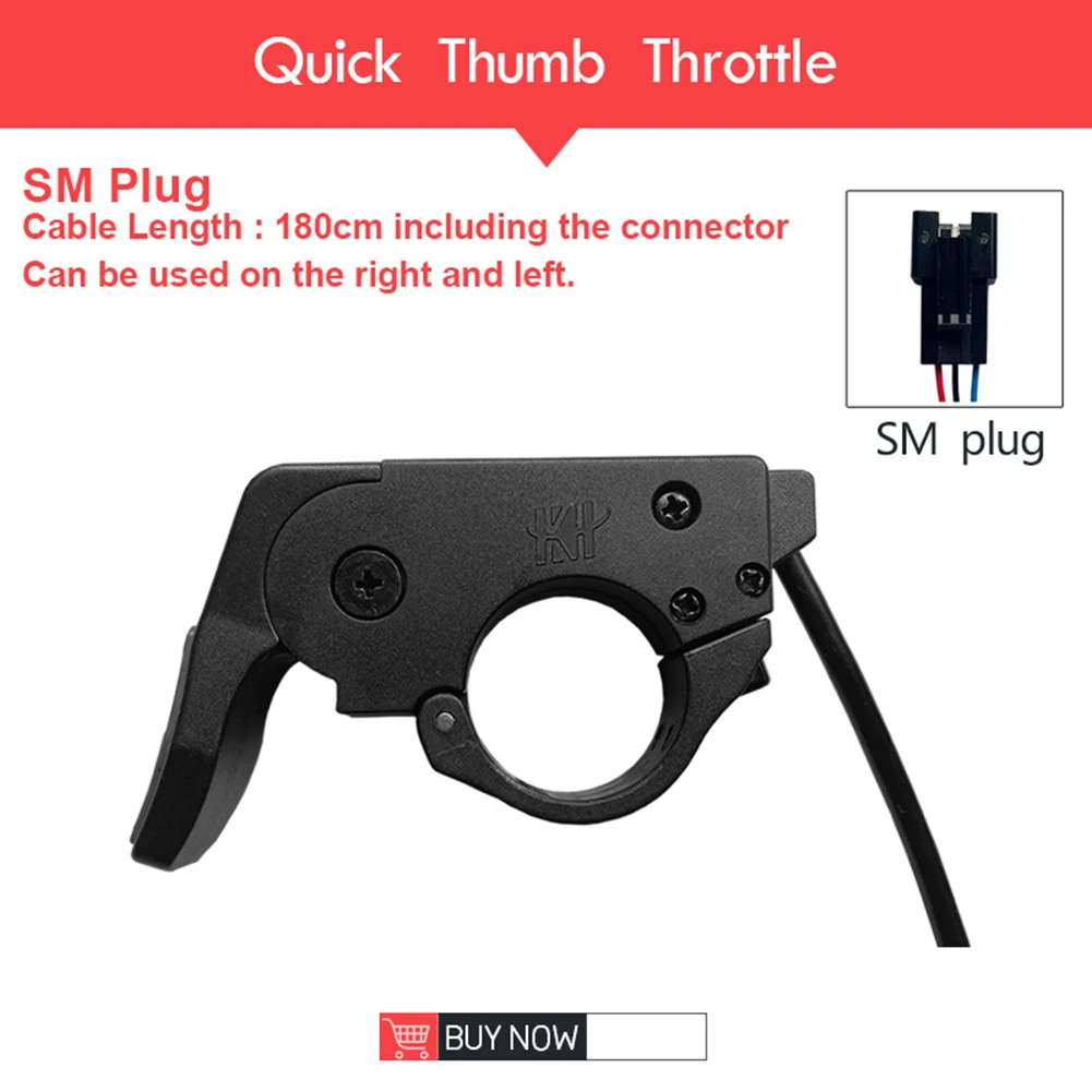 

E-Bike Thumb Throttle ABS Electric Bicycle For 22.2mm Handlebars Part Replacement Right Waterproof 180cm(SM)/25cm