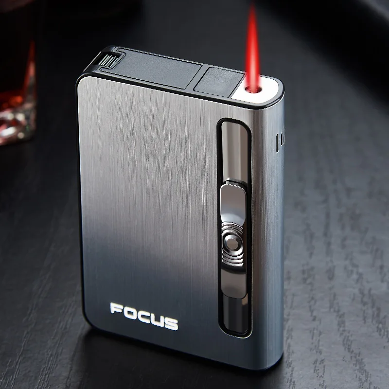 Cigarette Case For 10's Windproof Refillable Butane Jet Torc