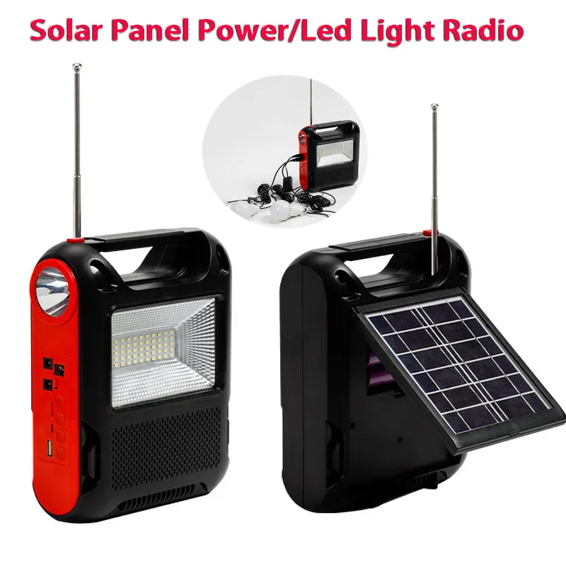 

Solar Bluetooth Speakers Lamp Outlet Flashlight FM Radio Multi -functional Card Audio with 3 Bulb 3 Batteries