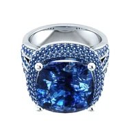 new trendy blue crystal engagement rings for women shine cz stone inlay fashion jewelry delicate wedding party gift ring