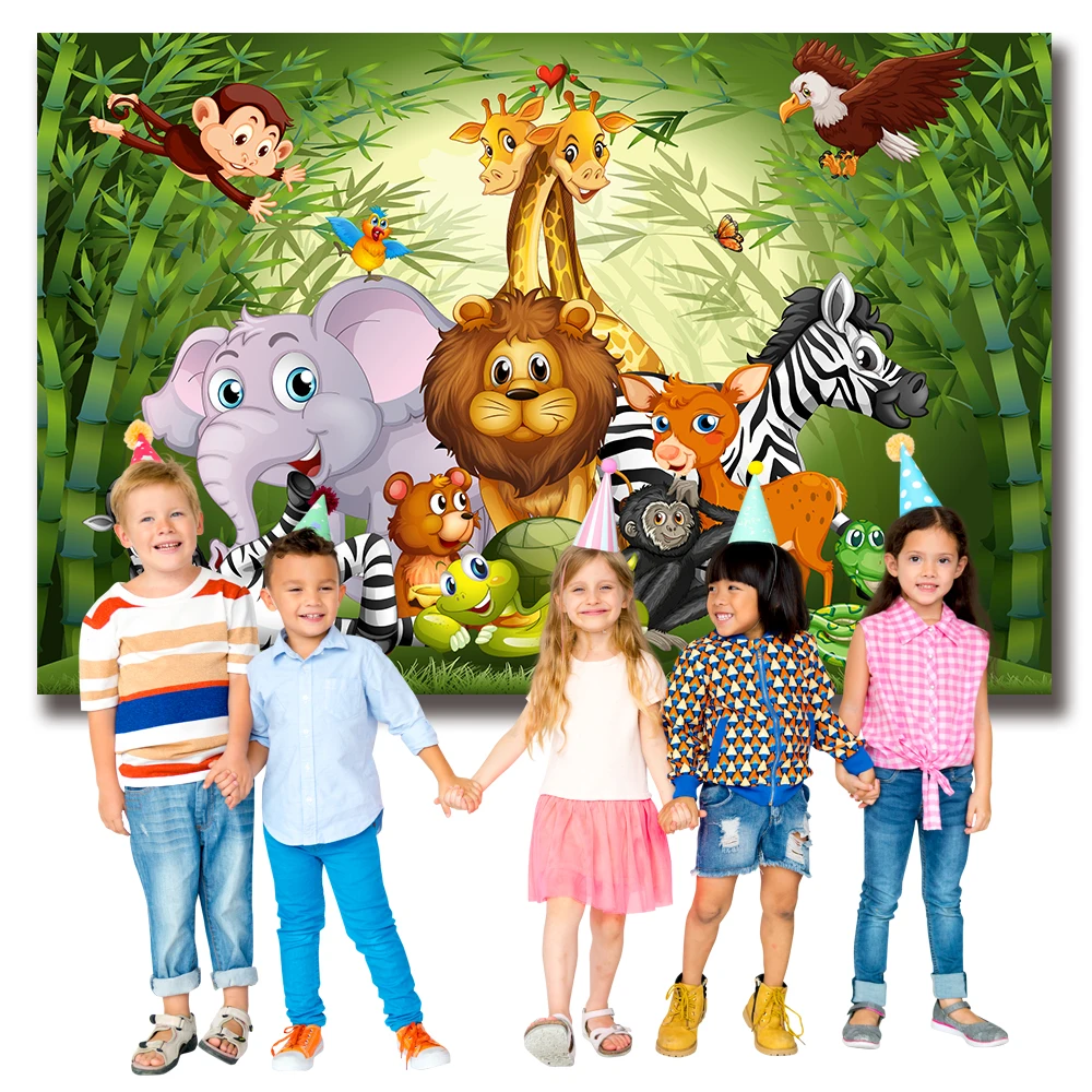 Мультяшные животные дикие сафари джунгли тематическая вечеринка на день