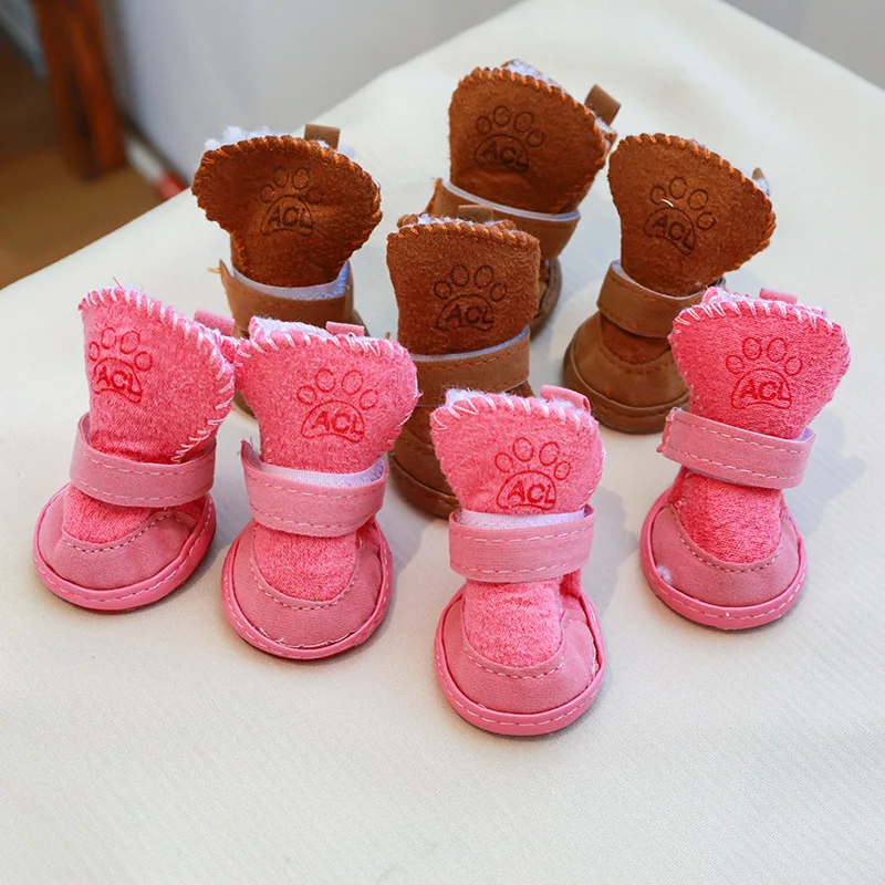 Новинка теплая зимняя обувь для собак и кошек Нескользящие снежные ботинки