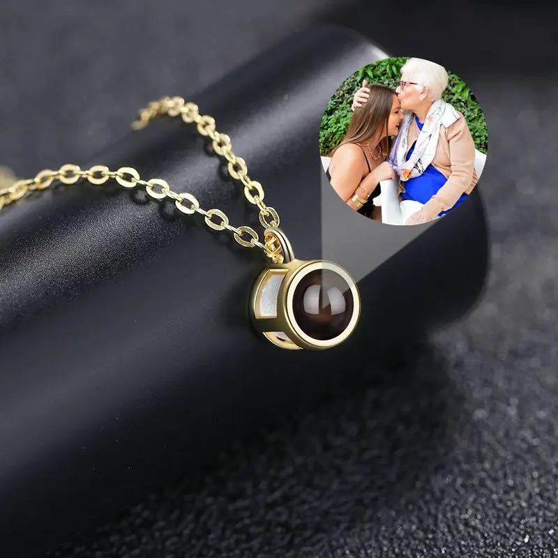 Personalized Projection Photo Necklace Custom Personality Photo Creative Pendant Necklace for Women and Men Commemorative Gift